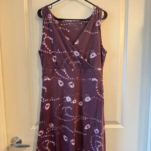 Eddie Bauer Purple Midi Dress Sleeveless Boho Print
